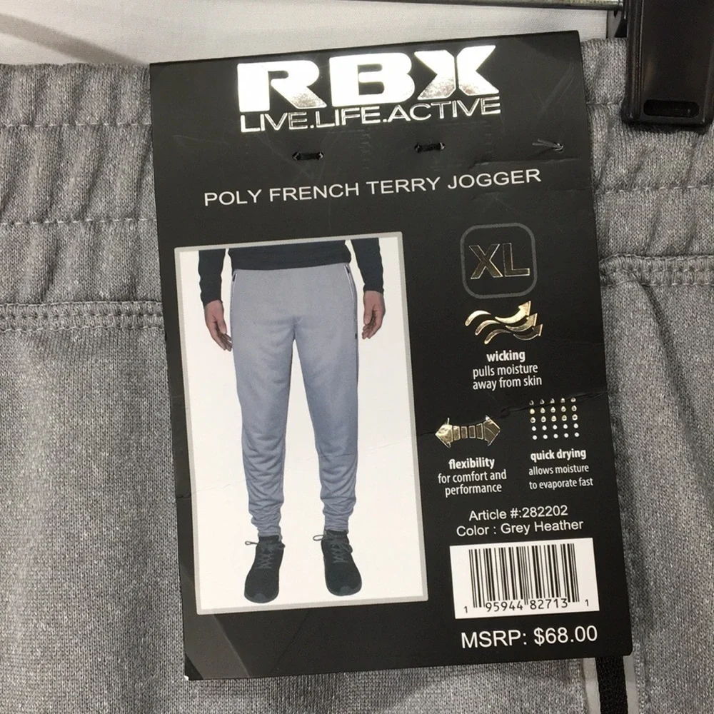 RBX Men’s Gray Poly French Terry Jogger Size XL NEW with Tags